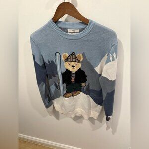 NWOT-Marks & Spencer BEAR Christmas Jumper, Blue mix